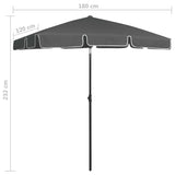 NNEVL Beach Umbrella Anthracite 180x120 cm