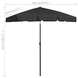 NNEVL Beach Umbrella Black 180x120 cm