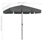 NNEVL Beach Umbrella Anthracite 200x125 cm