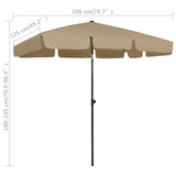 NNEVL Beach Umbrella Taupe 200x125 cm
