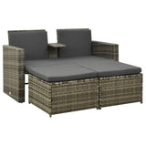NNEVL 3 Piece Garden Lounge Set with Cushions Poly Rattan Grey