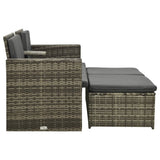 NNEVL 3 Piece Garden Lounge Set with Cushions Poly Rattan Grey