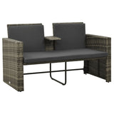 NNEVL 3 Piece Garden Lounge Set with Cushions Poly Rattan Grey