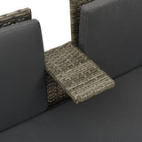 NNEVL 3 Piece Garden Lounge Set with Cushions Poly Rattan Grey