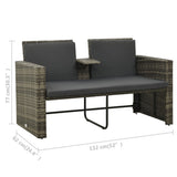 NNEVL 3 Piece Garden Lounge Set with Cushions Poly Rattan Grey