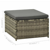 NNEVL 3 Piece Garden Lounge Set with Cushions Poly Rattan Grey