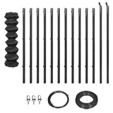 NNEVL Chain Link Fence with Posts and Hardware 1.25x25 m Grey