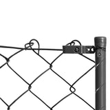 NNEVL Chain Link Fence with Posts and Hardware 1.25x25 m Grey