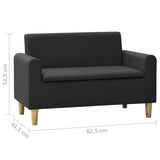 NNEVL 2-Seater Children Sofa Black Faux Leather