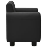 NNEVL Children Sofa with Stool Black Faux Leather