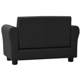 NNEVL Children Sofa with Stool Black Faux Leather