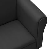 NNEVL Children Sofa with Stool Black Faux Leather