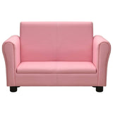NNEVL Children Sofa with Stool Pink Faux Leather