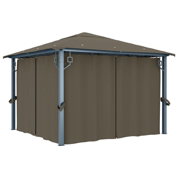 NNEVL Gazebo with Curtain 300x300 cm Taupe Aluminium