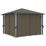 NNEVL Gazebo with Curtain 300x300 cm Taupe Aluminium