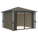 NNEVL Gazebo with Curtain 300x300 cm Taupe Aluminium