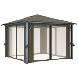 NNEVL Gazebo with Curtain 300x300 cm Taupe Aluminium