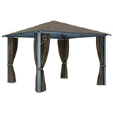 NNEVL Gazebo with Curtain 300x300 cm Taupe Aluminium