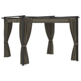 NNEVL Gazebo with Curtains 3x3 m Taupe Steel