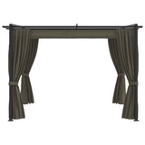 NNEVL Gazebo with Curtains 3x3 m Taupe Steel