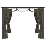 NNEVL Gazebo with Curtains 3x3 m Taupe Steel