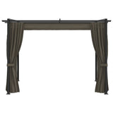 NNEVL Gazebo with Curtains 3x3 m Taupe Steel