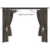 NNEVL Gazebo with Curtains 3x3 m Taupe Steel