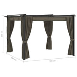 NNEVL Gazebo with Curtains 3x3 m Taupe Steel