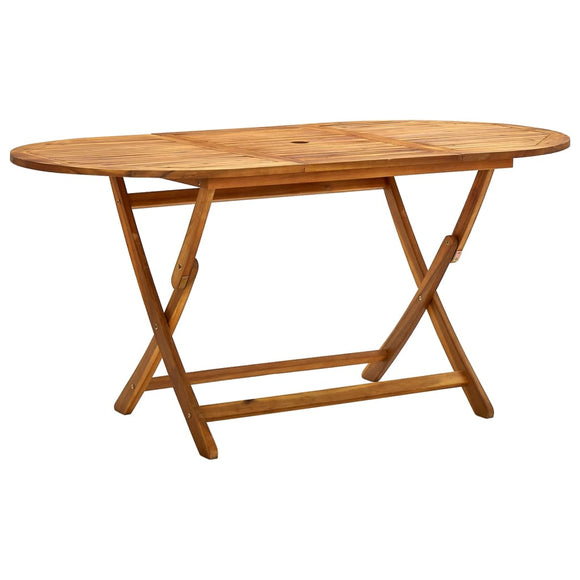 NNEVL Folding Garden Table 160x85x75 cm Solid Acacia Wood