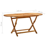 NNEVL Folding Garden Table 160x85x75 cm Solid Acacia Wood