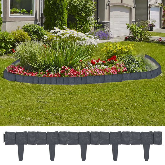 NNEVL Lawn Fence Stone Look 41 pcs Plastic 10 m