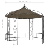 NNEVL Gazebo 300x290 cm Taupe Round