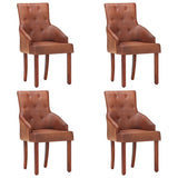 NNEVL Dining Chairs 4 pcs Brown Real Goat Leather