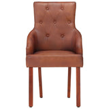 NNEVL Dining Chairs 4 pcs Brown Real Goat Leather