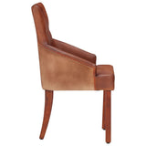 NNEVL Dining Chairs 4 pcs Brown Real Goat Leather