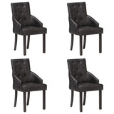 NNEVL Dining Chairs 4 pcs Black Real Goat Leather