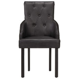 NNEVL Dining Chairs 4 pcs Black Real Goat Leather