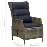 NNEVL Reclining Garden Chair with Cushions Poly Rattan Brown