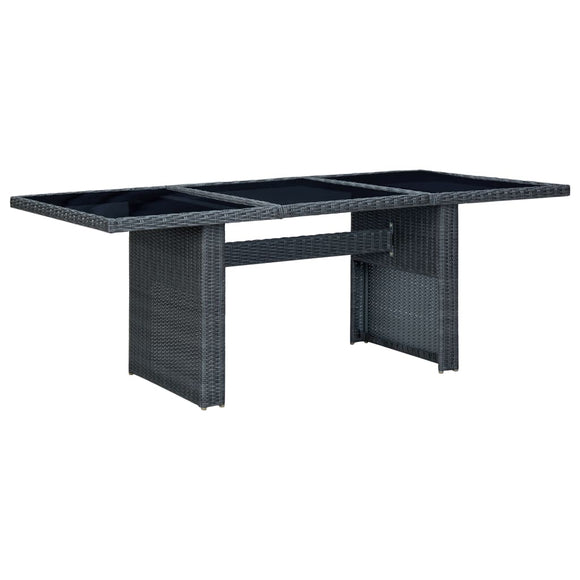 NNEVL Garden Table Dark Grey Poly Rattan and Tempered Glass