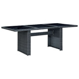 NNEVL Garden Table Dark Grey Poly Rattan and Tempered Glass