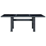 NNEVL Garden Table Dark Grey Poly Rattan and Tempered Glass