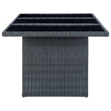 NNEVL Garden Table Dark Grey Poly Rattan and Tempered Glass