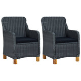 NNEVL Garden Chairs with Cushions 2 pcs Poly Rattan Dark Grey