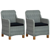NNEVL Garden Chairs with Cushions 2 pcs Poly Rattan Light Grey