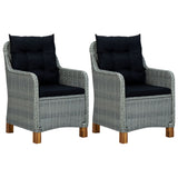 NNEVL Garden Chairs with Cushions 2 pcs Poly Rattan Light Grey