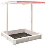 NNEVL Sandbox with Adjustable Roof Fir Wood White and Red UV50