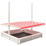 NNEVL Sandbox with Adjustable Roof Fir Wood White and Red UV50