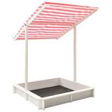NNEVL Sandbox with Adjustable Roof Fir Wood White and Red UV50