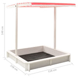 NNEVL Sandbox with Adjustable Roof Fir Wood White and Red UV50