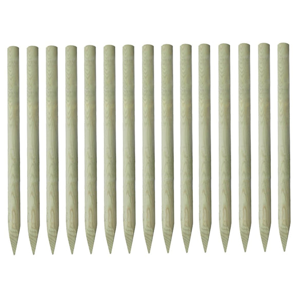NNEVL Pointed Fence Posts 15 pcs Impregnated Pinewood 4x150 cm